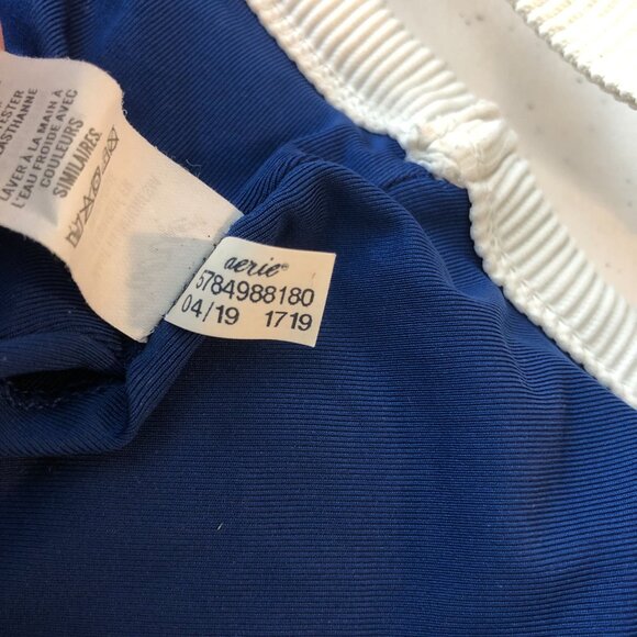 Aerie Womens Blue White Ribbed Trim Bralette Top Shelf Bra Scoop XS - Picture 5 of 5